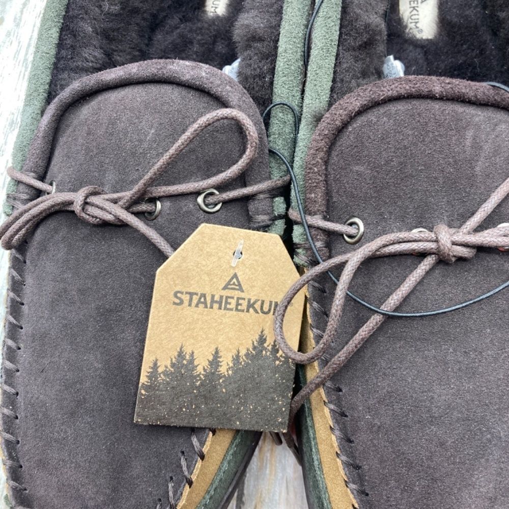 Men’s Staheekum Uktra Comfy Leather & Faux Fur Slippers Shoes Size 13